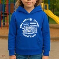 Make Farmers Great Again Antique Tractor Usa Flag Farmer Cool Gift Kids Hoodie thumb 3