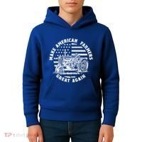 Make Farmers Great Again Antique Tractor Usa Flag Farmer Cool Gift Kids Hoodie thumb 4