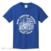 Make Farmers Great Again Antique Tractor Usa Flag Farmer Cool Gift Kids T-Shirt thumb 0