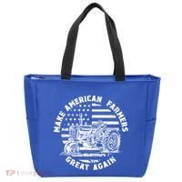 Make Farmers Great Again Antique Tractor Usa Flag Farmer Cool Gift Tote Bag thumb 0