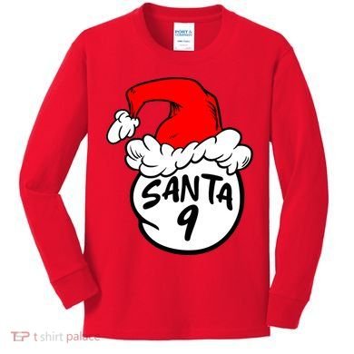 Matching Family Group Santa Hat 9 Kids Long Sleeve Shirt