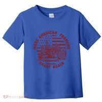 Make Farmers Great Again Antique Tractor Usa Flag Farmer Gift Toddler T-Shirt thumb 0