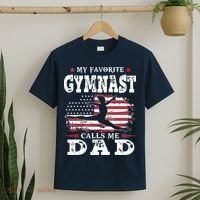 My Favorite Gymnast Calls Me Dad USA Flag Fathers Day T-Shirt thumb 2
