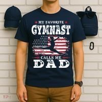My Favorite Gymnast Calls Me Dad USA Flag Fathers Day T-Shirt thumb 6