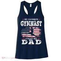 My Favorite Gymnast Calls Me Dad USA Flag Fathers Day Women's Tank Top thumb 0