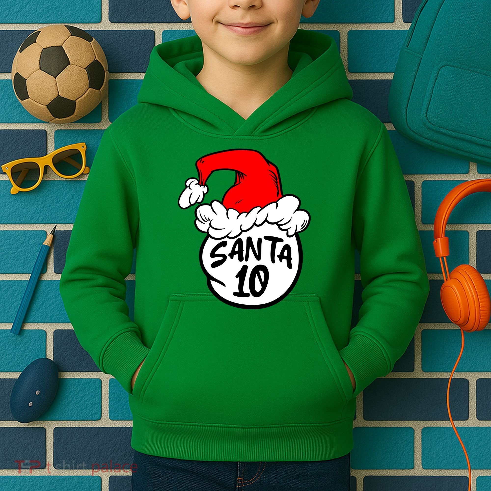 Matching Family Group Santa Hat 10 Kids Hoodie