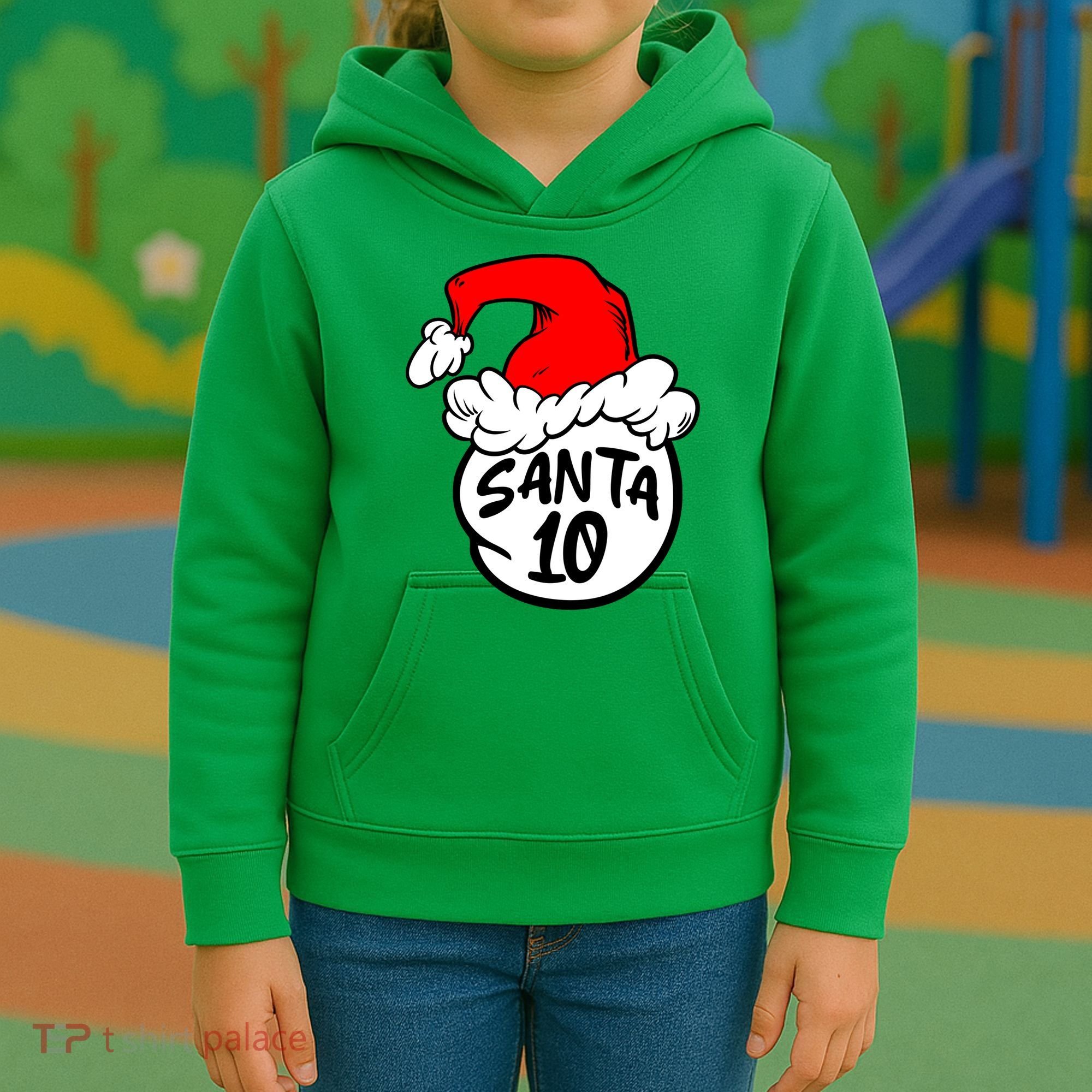 Matching Family Group Santa Hat 10 Kids Hoodie