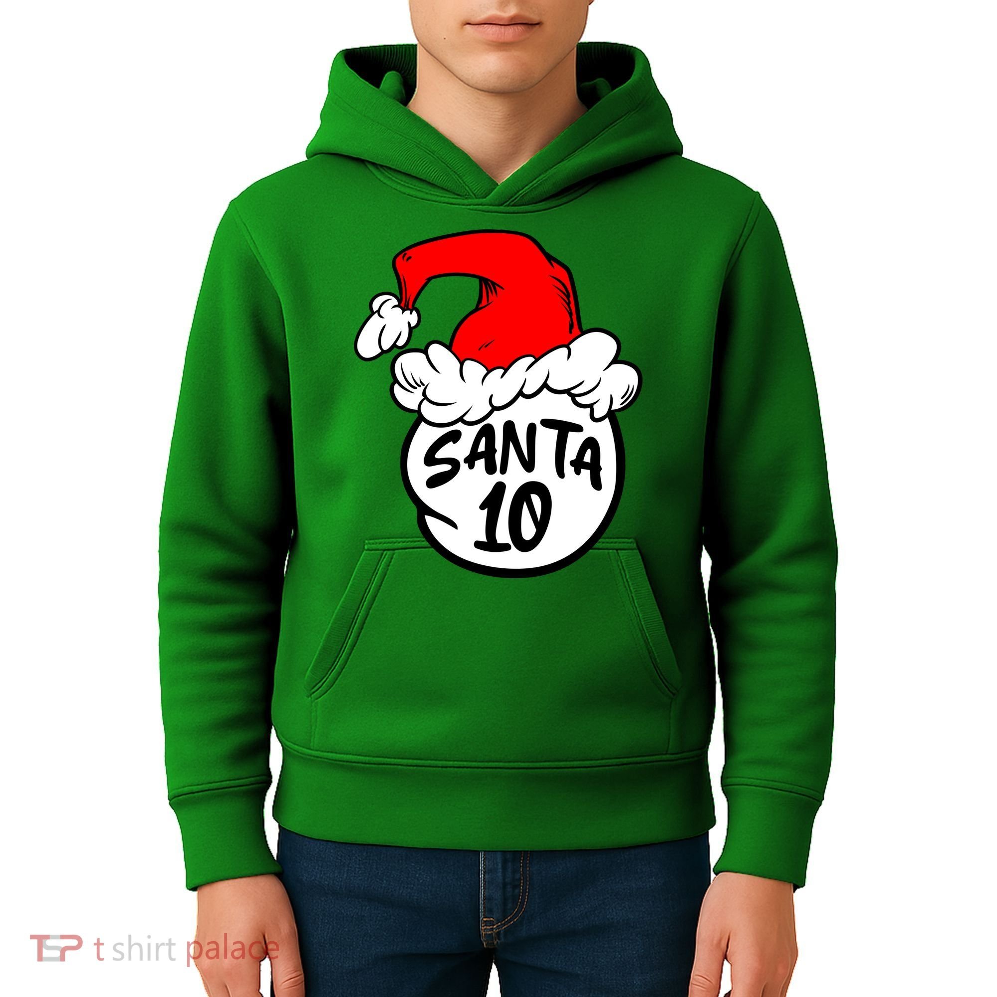 Matching Family Group Santa Hat 10 Kids Hoodie