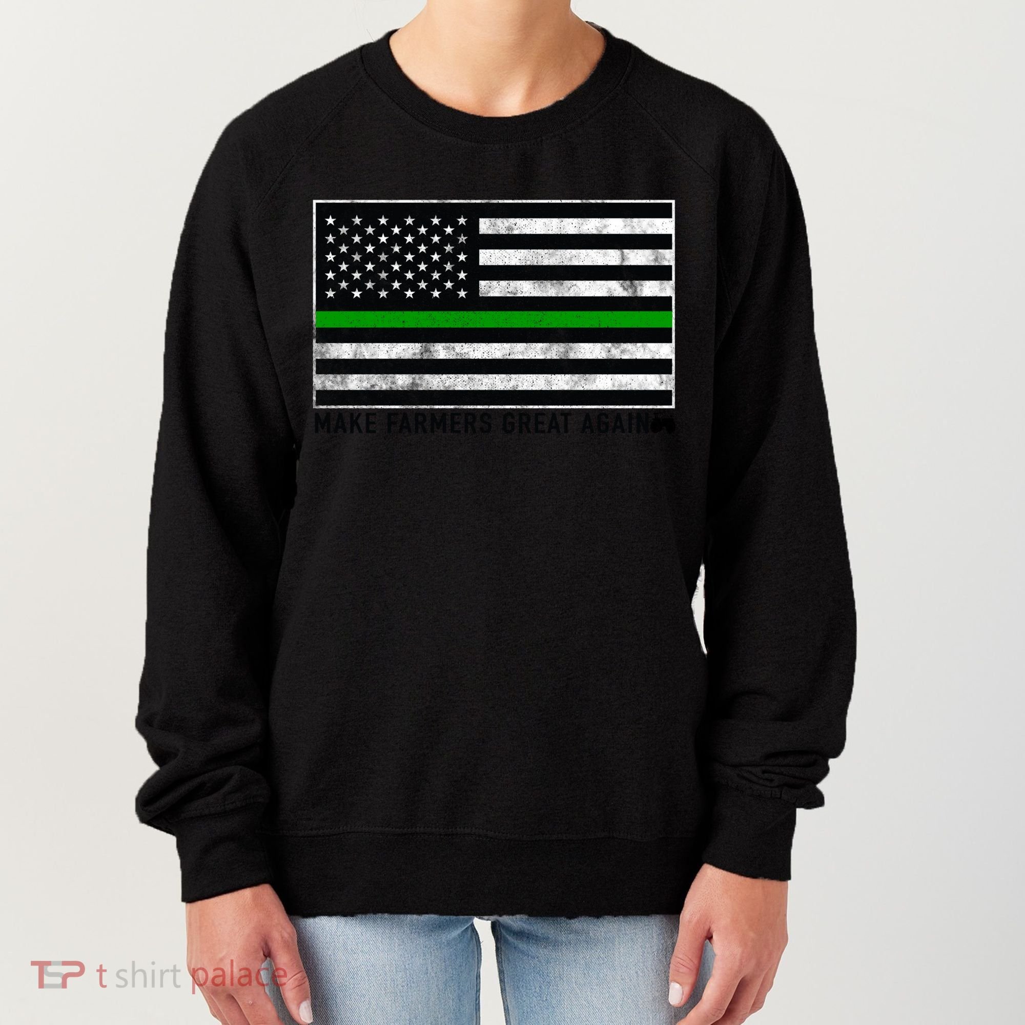 Make Farmers Great Again Tractor Us Flag Green Line Gift Women's Sweatshirt