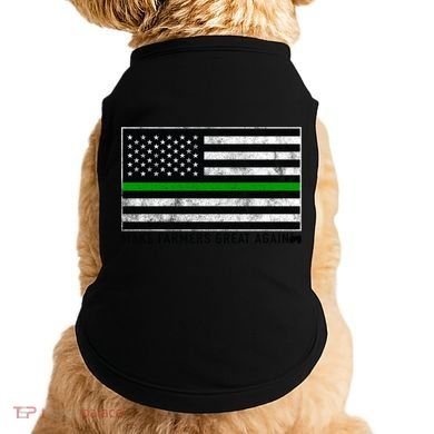 Make Farmers Great Again Tractor Us Flag Green Line Gift Doggie Tank