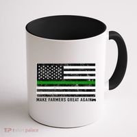 Make Farmers Great Again Tractor Us Flag Green Line Gift Coffee Mug thumb 1