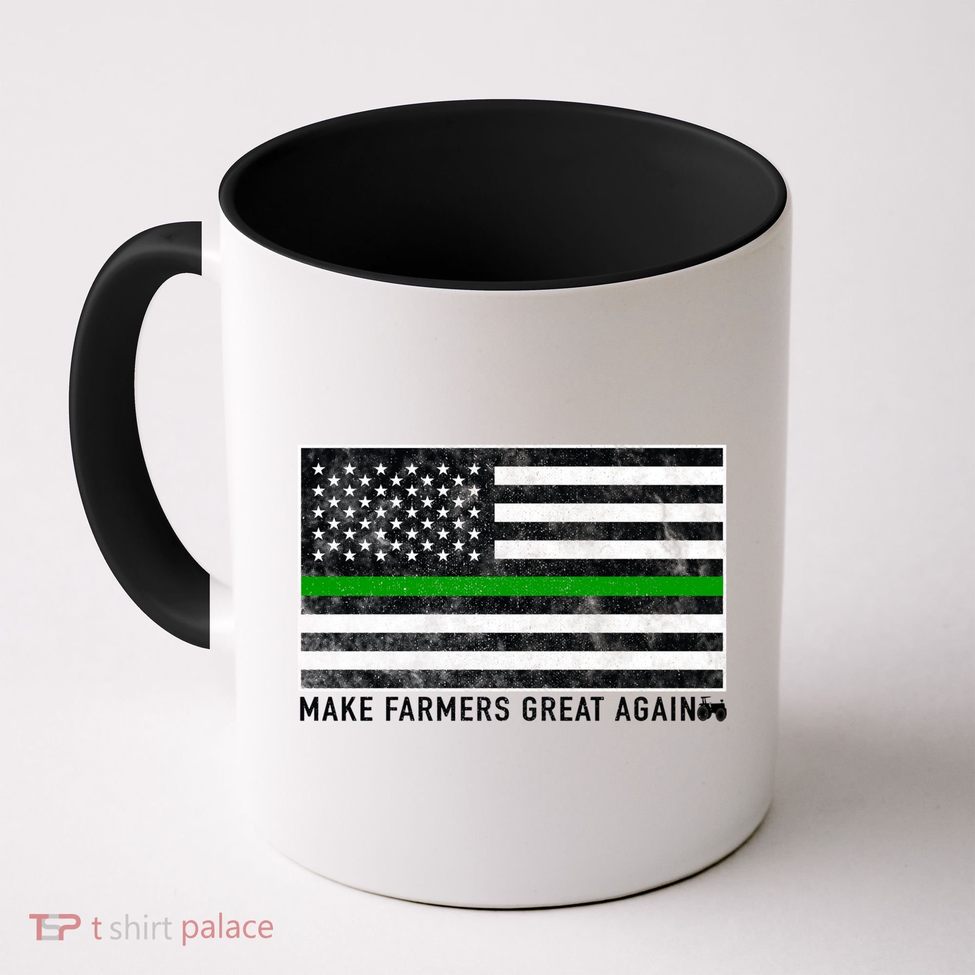 Make Farmers Great Again Tractor Us Flag Green Line Gift Coffee Mug