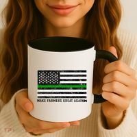 Make Farmers Great Again Tractor Us Flag Green Line Gift Coffee Mug thumb 3