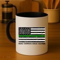 Make Farmers Great Again Tractor Us Flag Green Line Gift Coffee Mug thumb 4