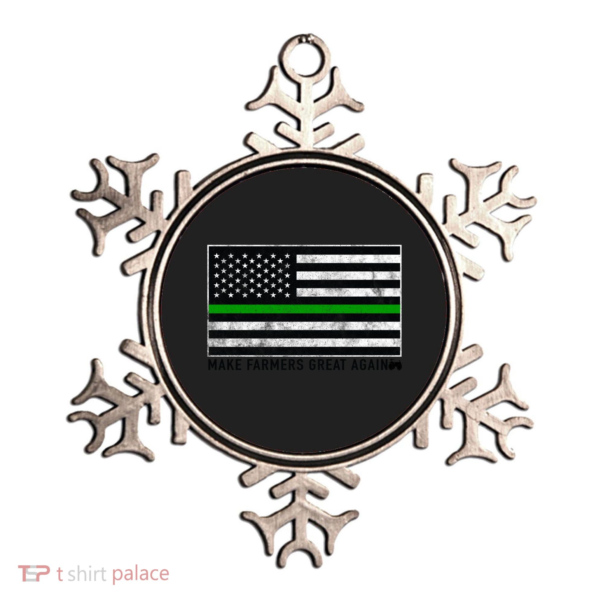 Make Farmers Great Again Tractor Us Flag Green Line Gift Ornament