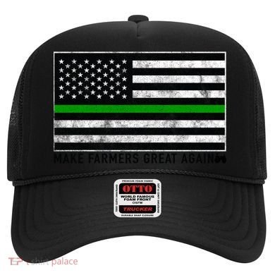 Make Farmers Great Again Tractor Us Flag Green Line Gift Hat