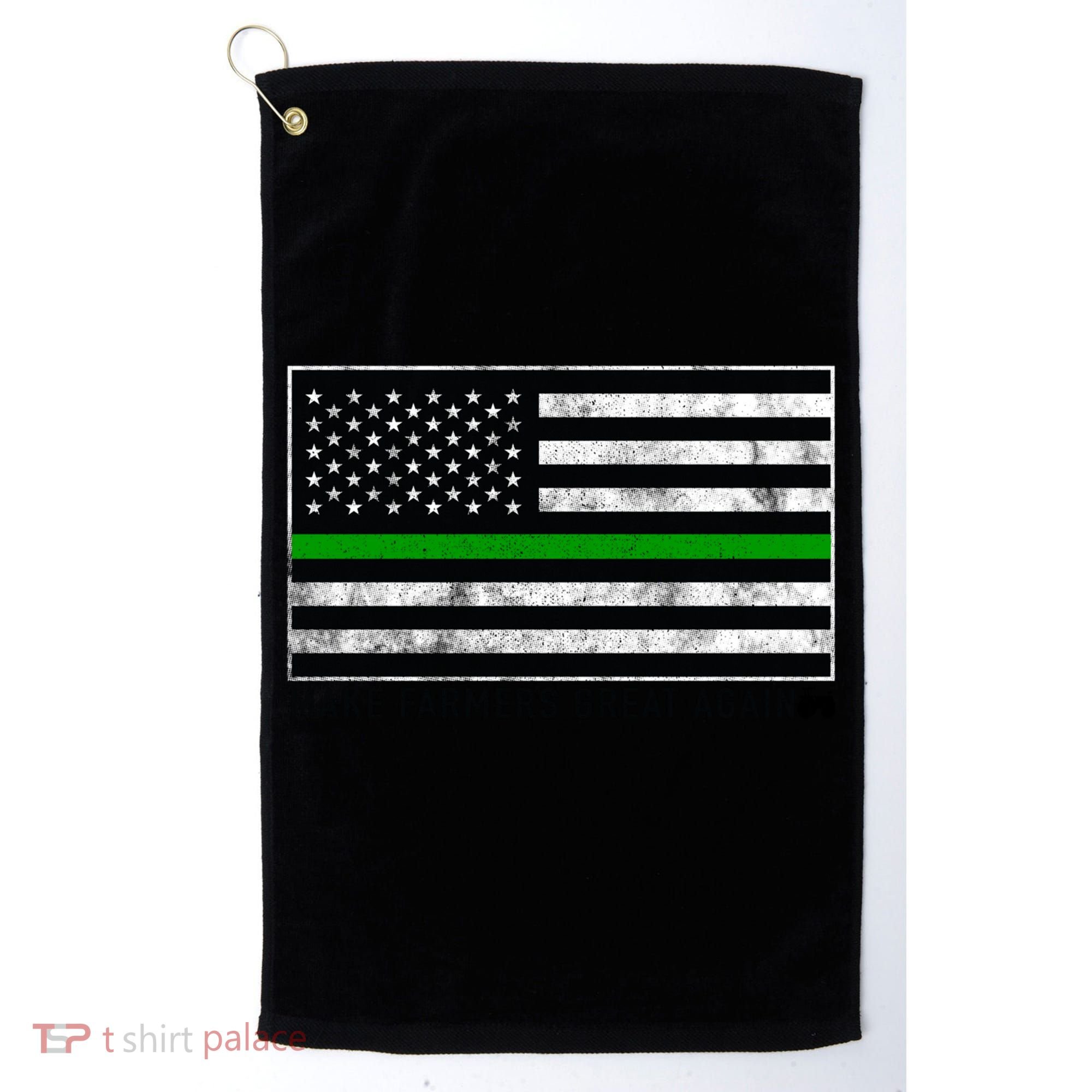 Make Farmers Great Again Tractor Us Flag Green Line Gift Golf Towel