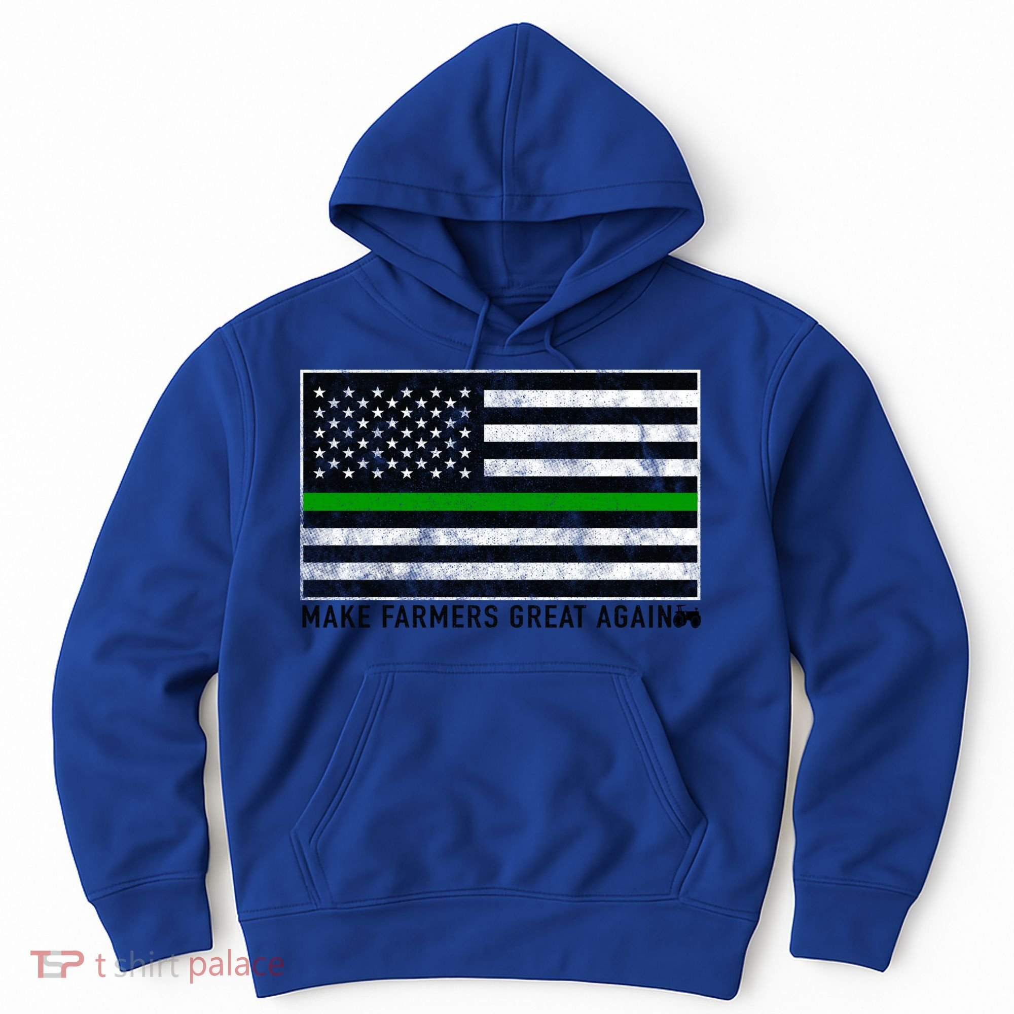 Make Farmers Great Again Tractor Us Flag Green Line Gift Hoodie