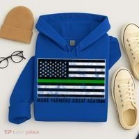 Make Farmers Great Again Tractor Us Flag Green Line Gift Hoodie thumb 4