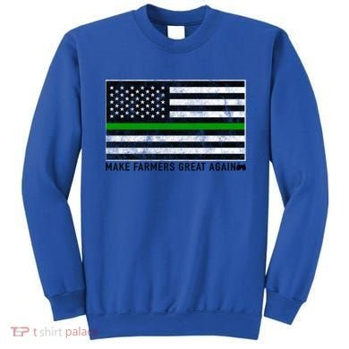 Make Farmers Great Again Tractor Us Flag Green Line Gift Sweatshirt