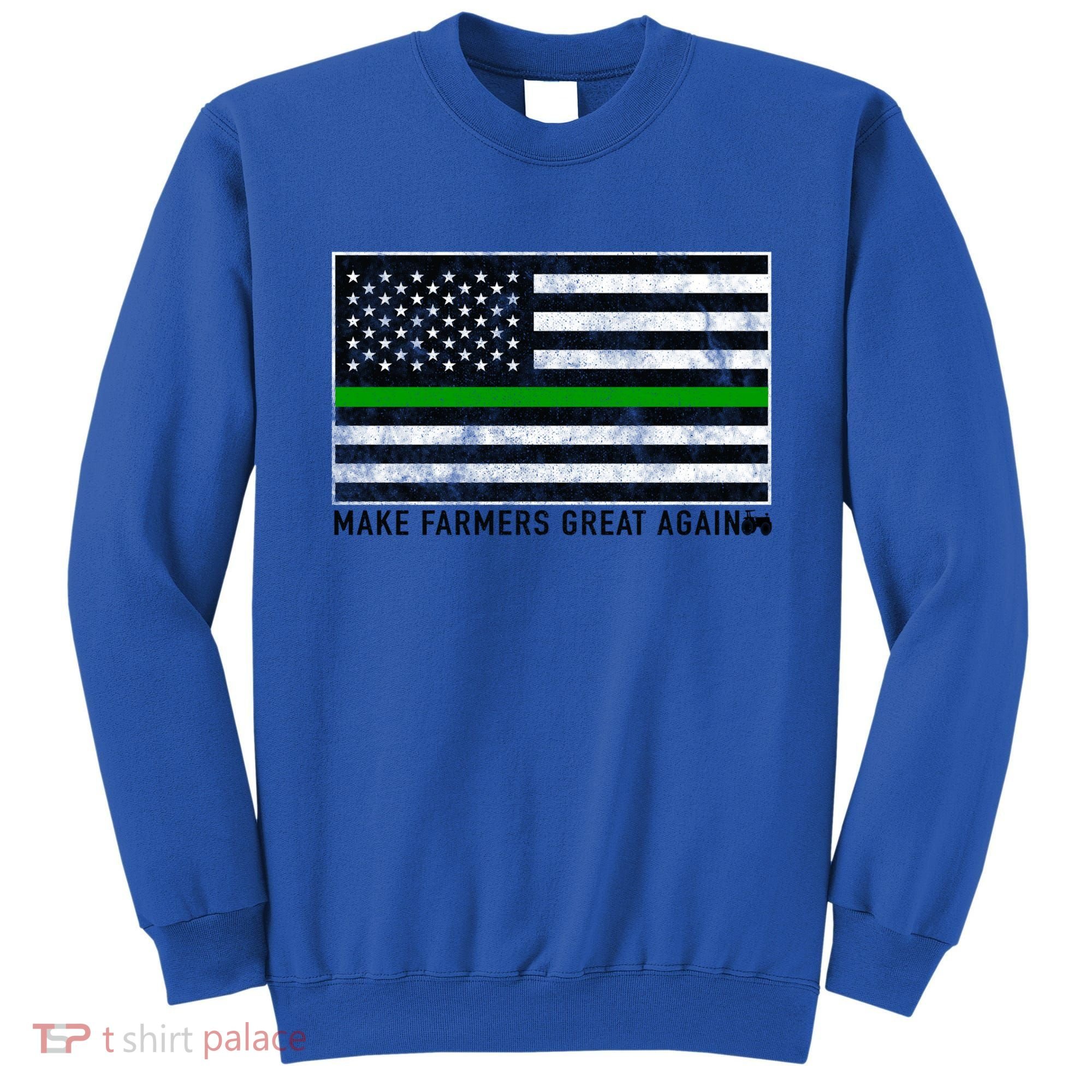 Make Farmers Great Again Tractor Us Flag Green Line Gift Sweatshirt