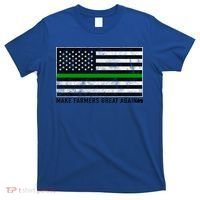 Make Farmers Great Again Tractor Us Flag Green Line Gift T-Shirt thumb 0