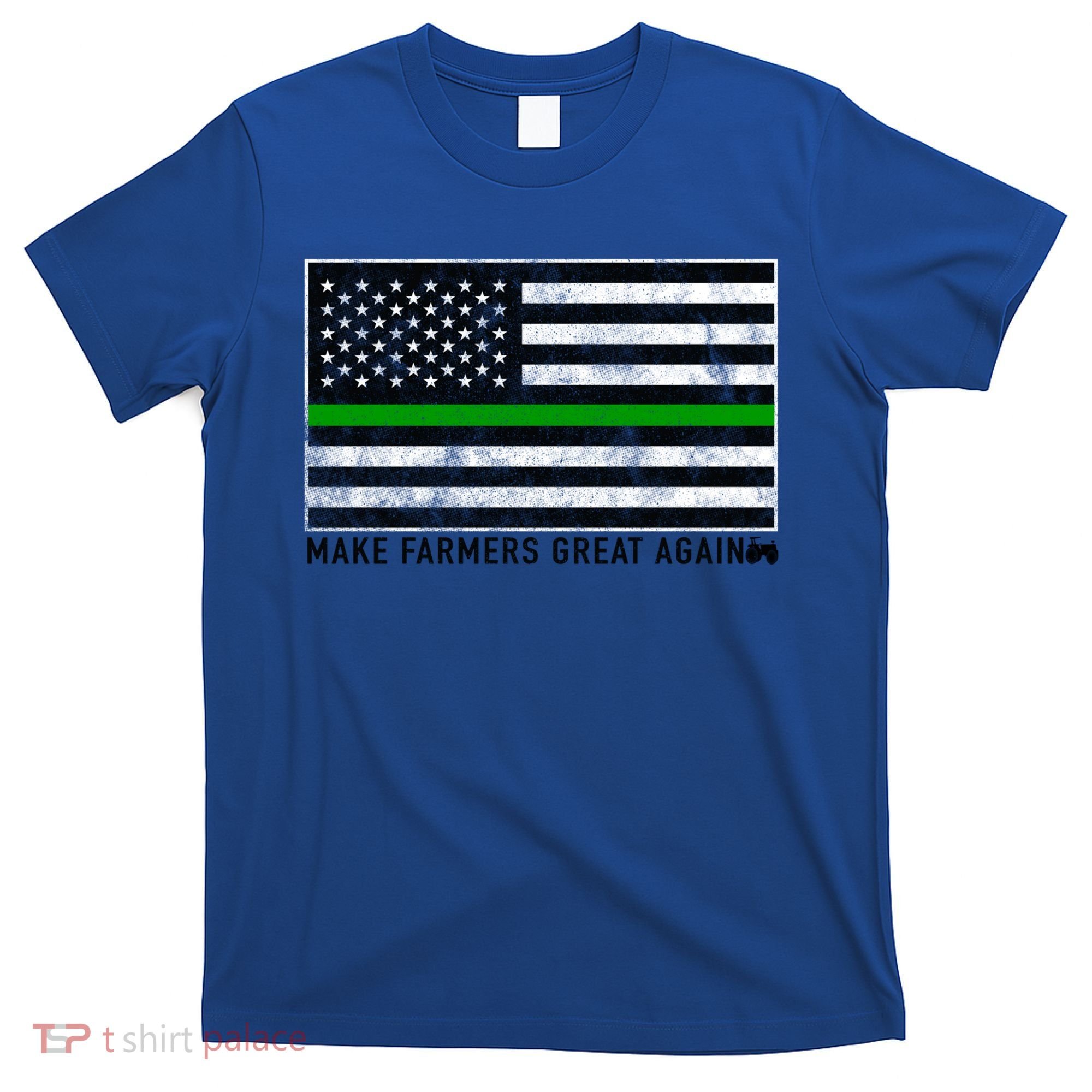 Make Farmers Great Again Tractor Us Flag Green Line Gift T-Shirt