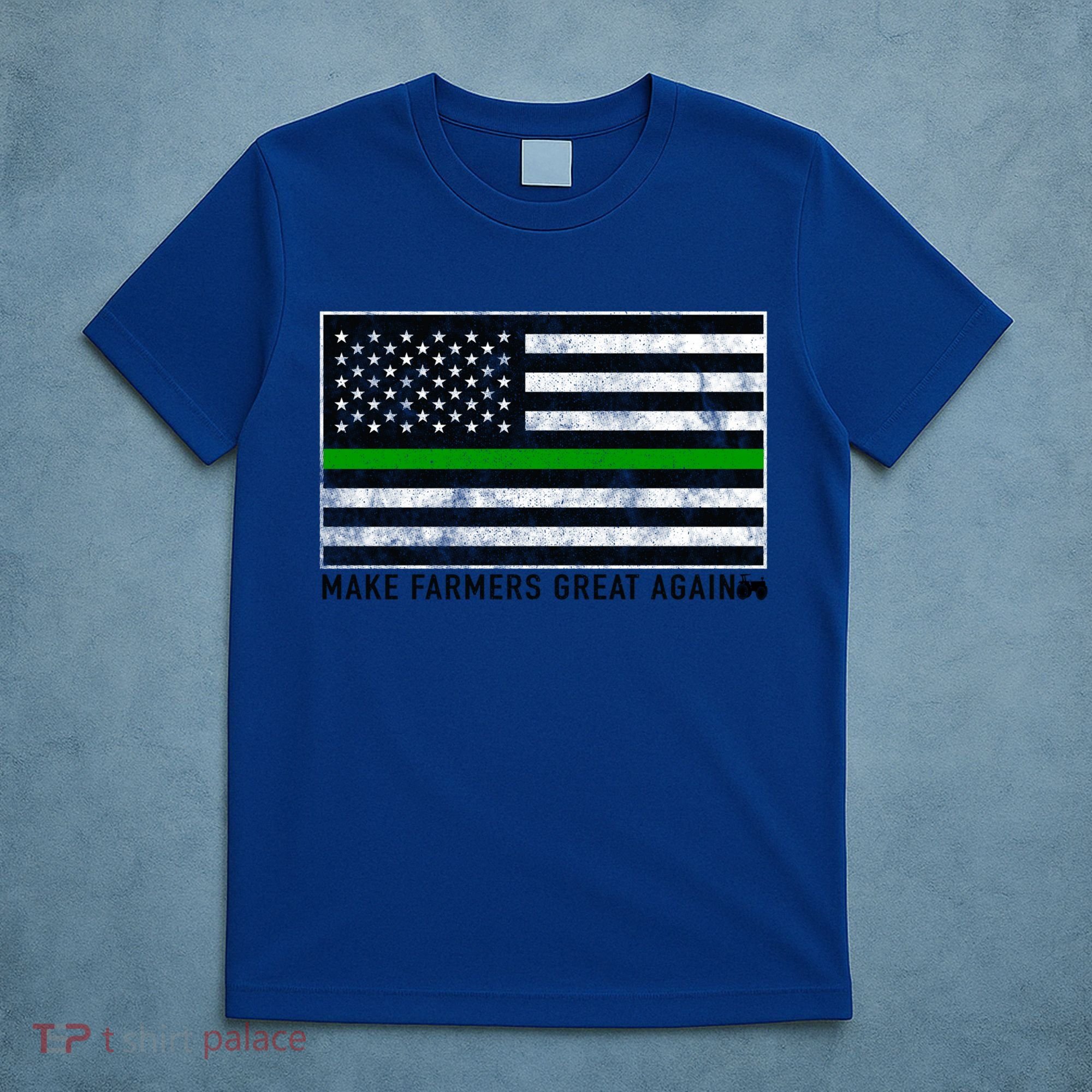 Make Farmers Great Again Tractor Us Flag Green Line Gift T-Shirt