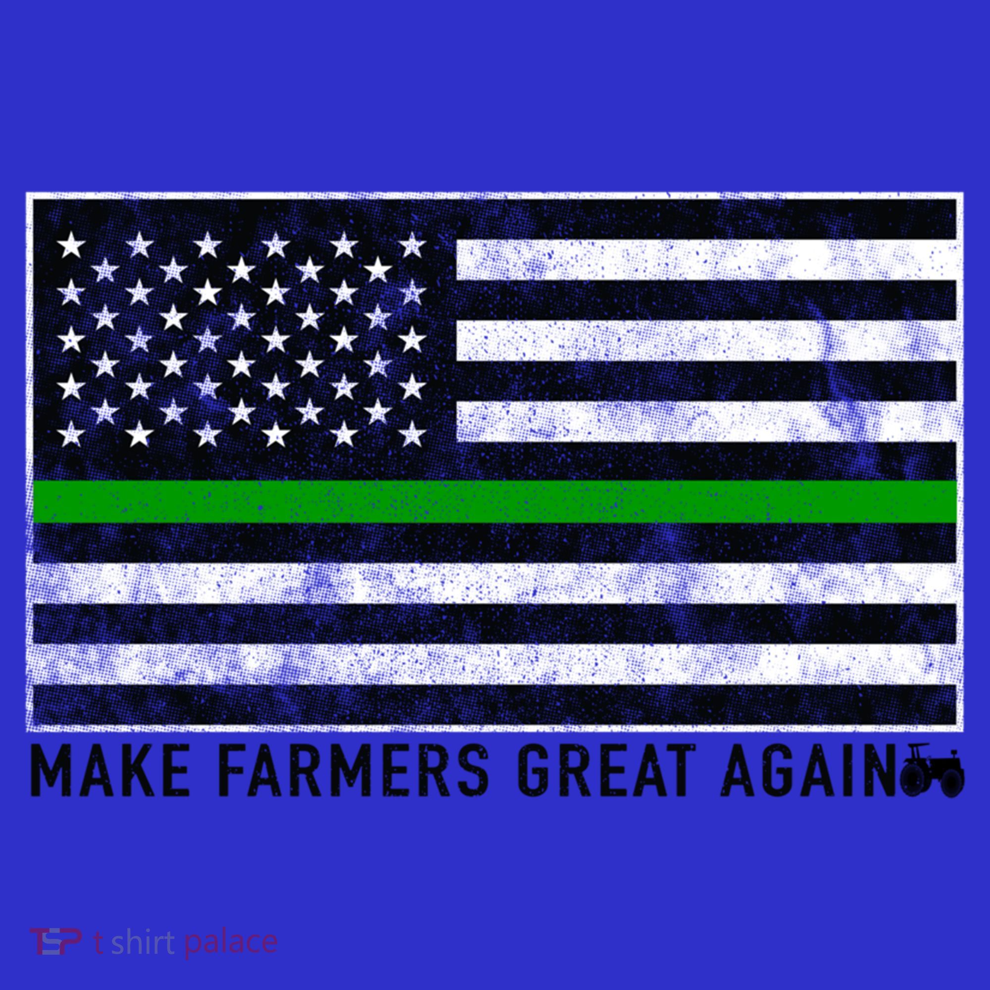 Make Farmers Great Again Tractor Us Flag Green Line Gift Polo