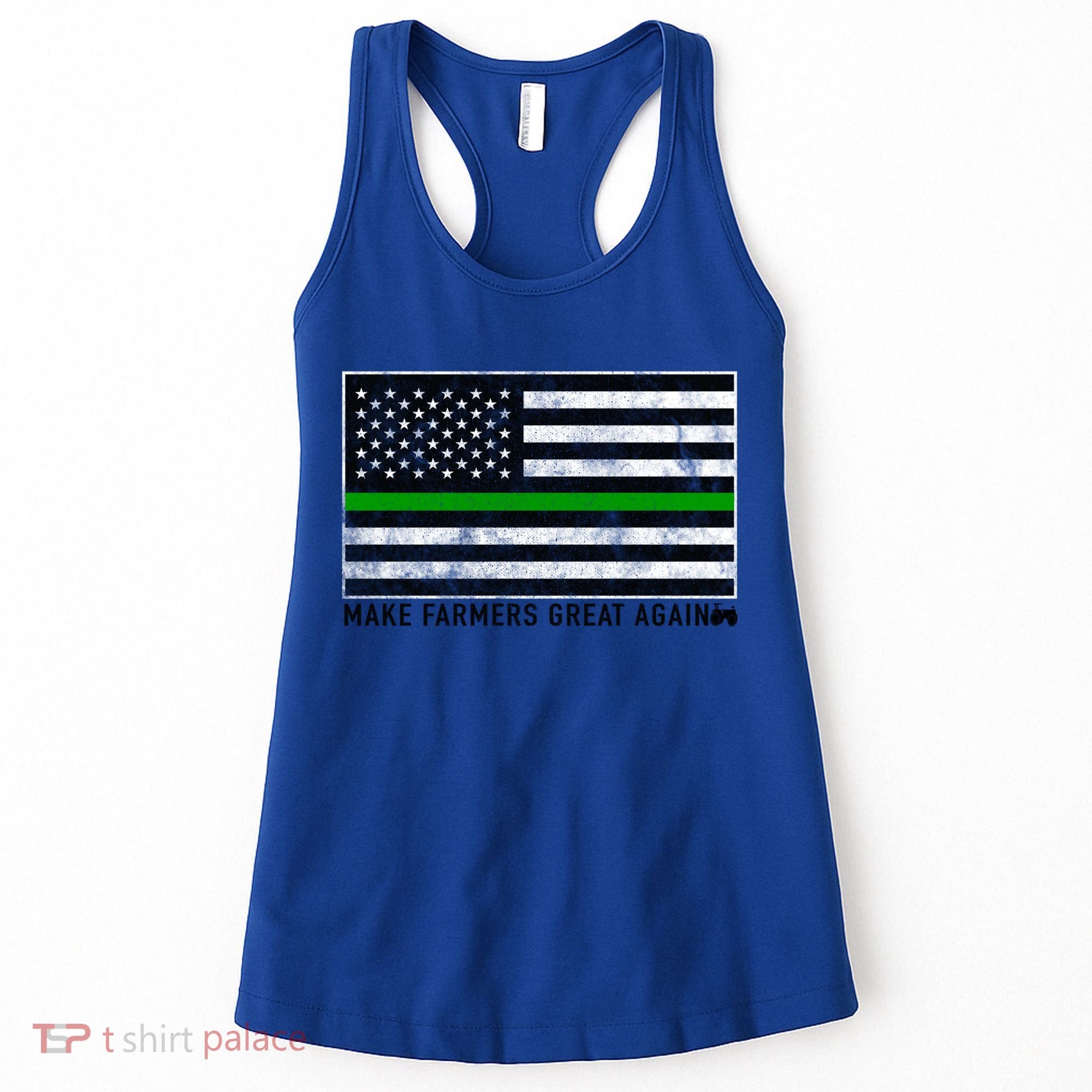 Make Farmers Great Again Tractor Us Flag Green Line Gift Women's Tank Top