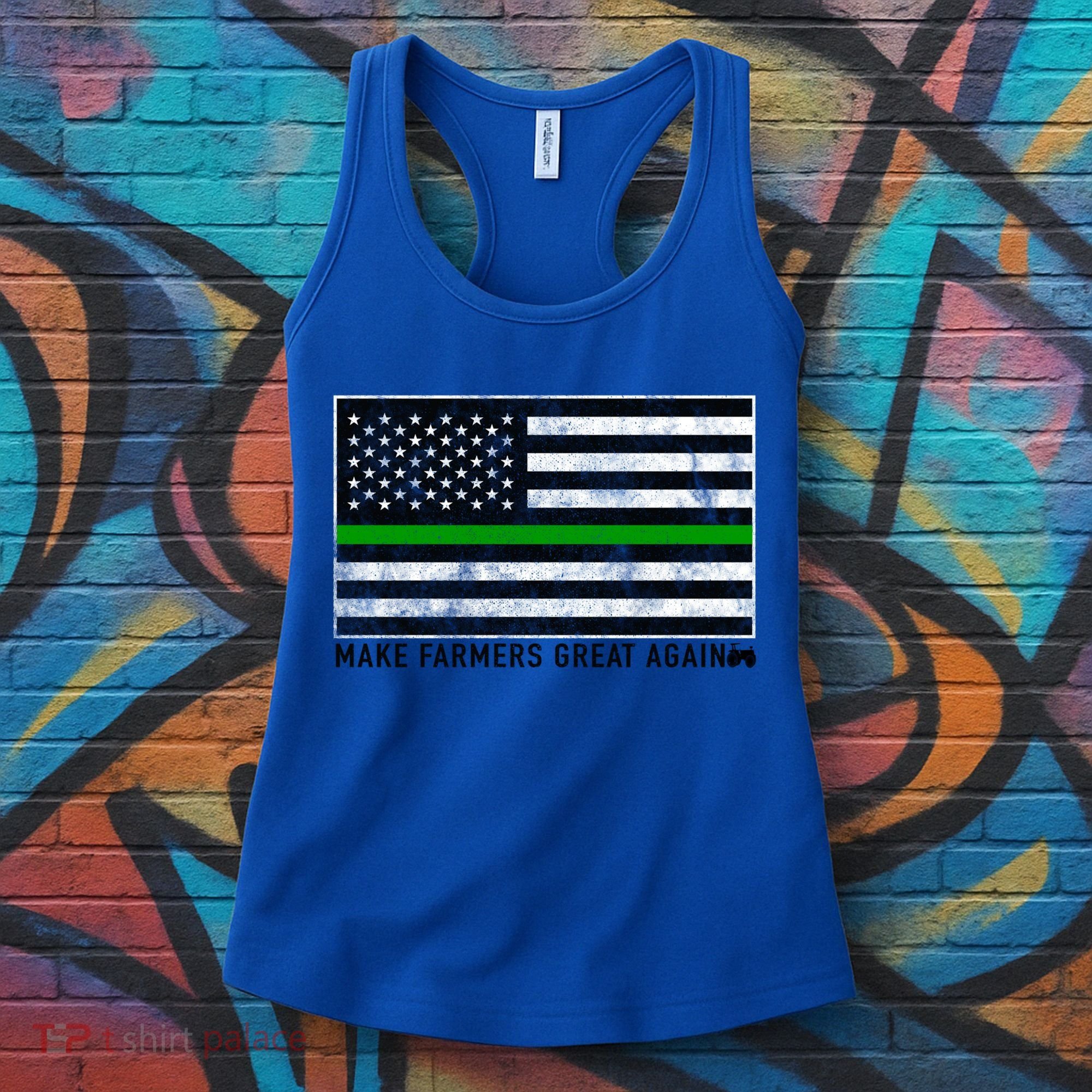 Make Farmers Great Again Tractor Us Flag Green Line Gift Women's Tank Top