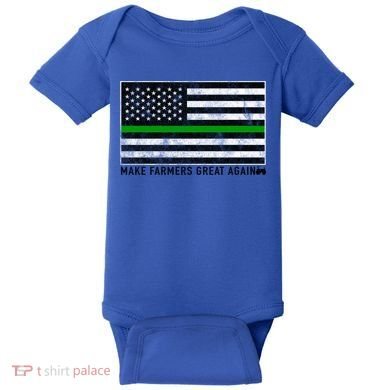 Make Farmers Great Again Tractor Us Flag Green Line Gift Baby Bodysuit