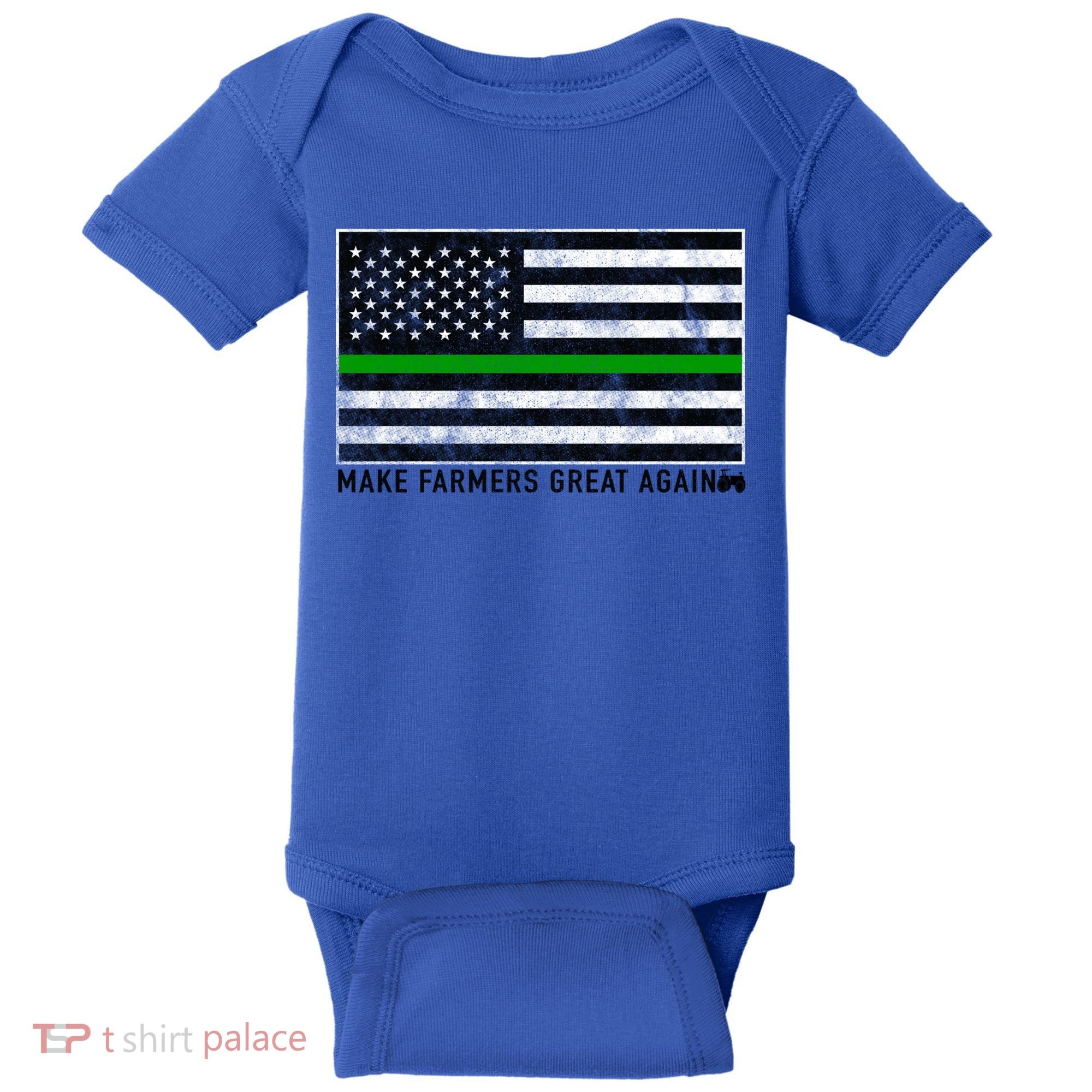 Make Farmers Great Again Tractor Us Flag Green Line Gift Baby Bodysuit