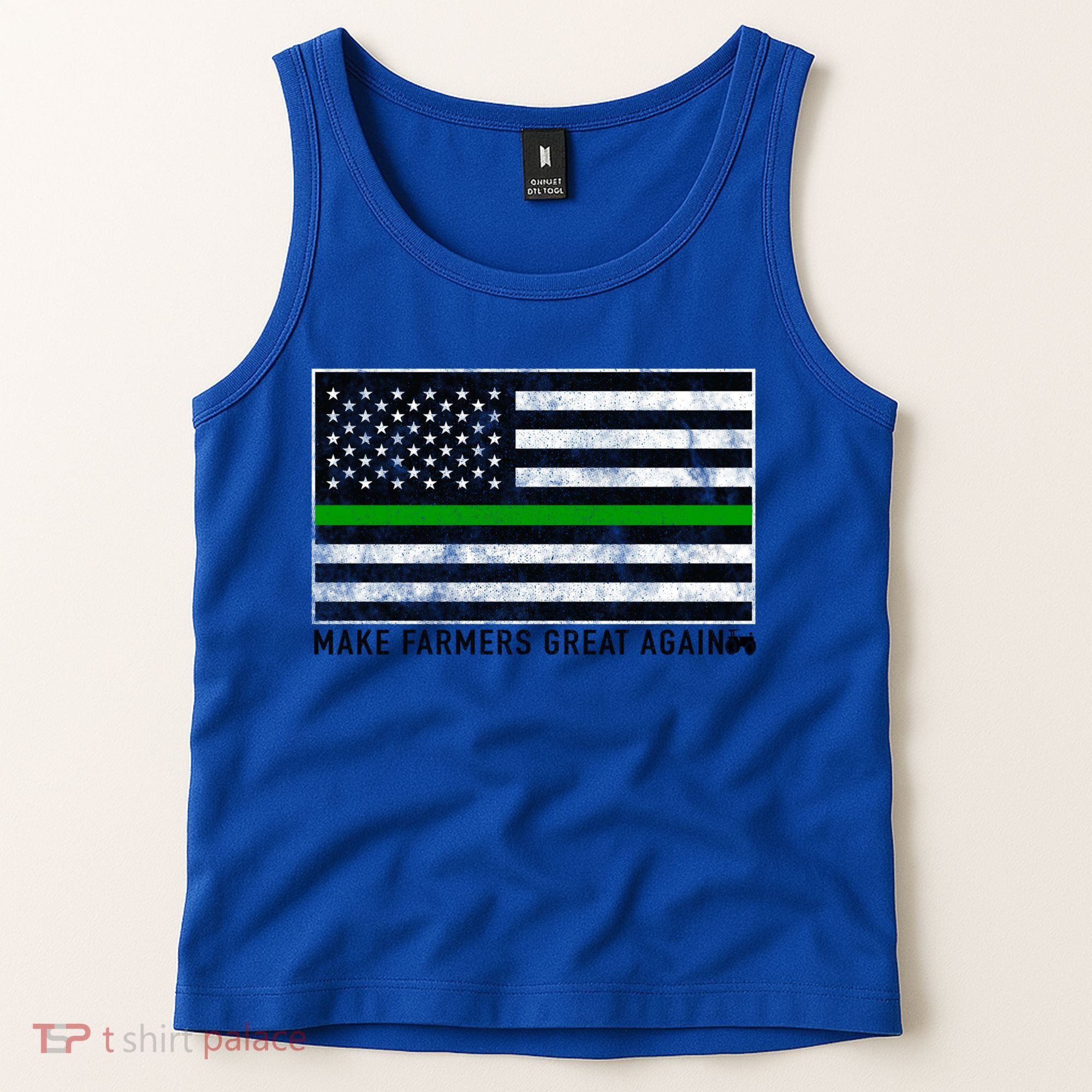 Make Farmers Great Again Tractor Us Flag Green Line Gift Tank Top