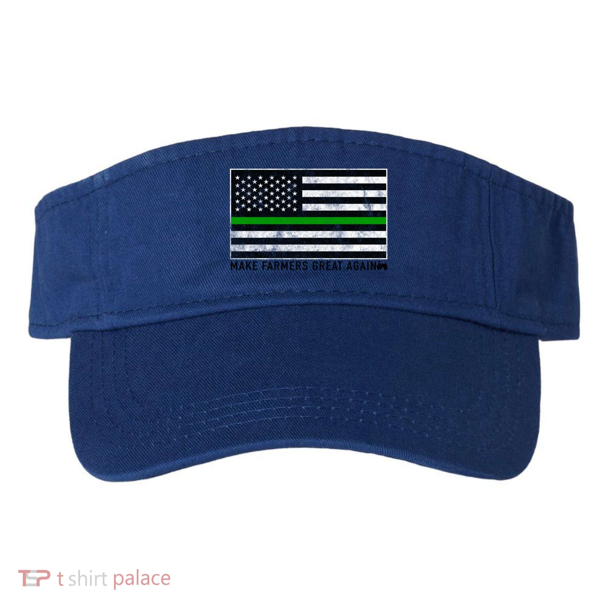 Make Farmers Great Again Tractor Us Flag Green Line Gift Visor