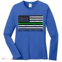 Make Farmers Great Again Tractor Us Flag Green Line Gift Women's Long Sleeve Shirt thumb 0
