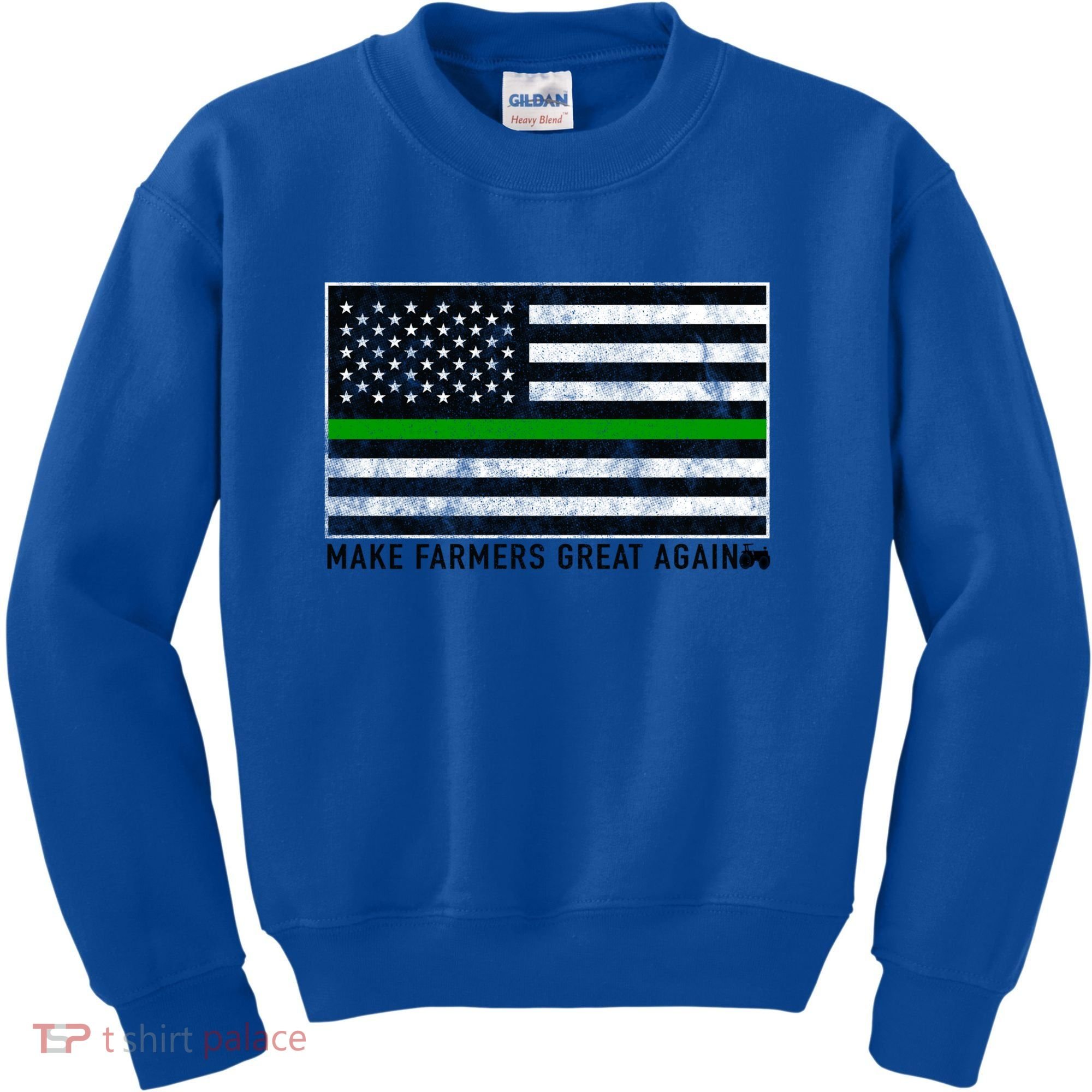 Make Farmers Great Again Tractor Us Flag Green Line Gift Kids Sweatshirt
