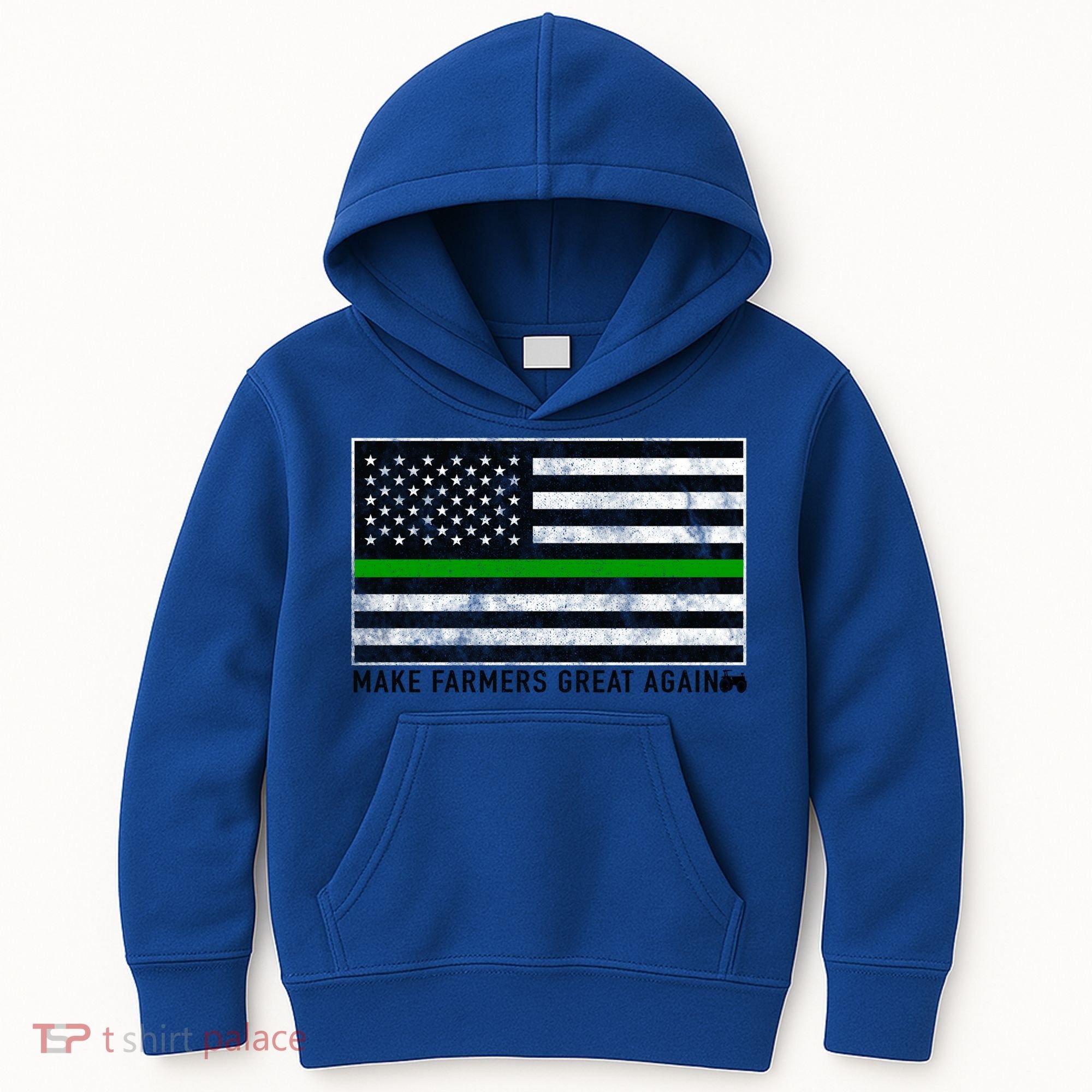 Make Farmers Great Again Tractor Us Flag Green Line Gift Kids Hoodie