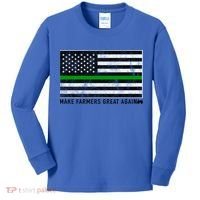 Make Farmers Great Again Tractor Us Flag Green Line Gift Kids Long Sleeve Shirt thumb 0