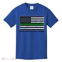 Make Farmers Great Again Tractor Us Flag Green Line Gift Kids T-Shirt thumb 0