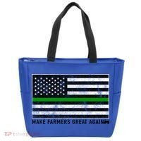 Make Farmers Great Again Tractor Us Flag Green Line Gift Tote Bag thumb 0