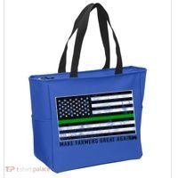 Make Farmers Great Again Tractor Us Flag Green Line Gift Tote Bag thumb 2