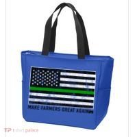 Make Farmers Great Again Tractor Us Flag Green Line Gift Tote Bag thumb 3