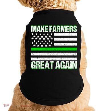 Make Farmers Great Again Usa Flag Thin Green Line Gift Doggie Tank