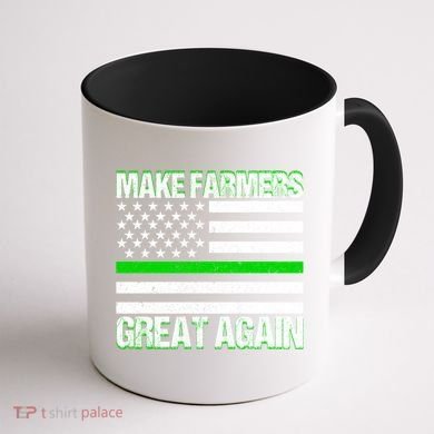 Make Farmers Great Again Usa Flag Thin Green Line Gift Coffee Mug back