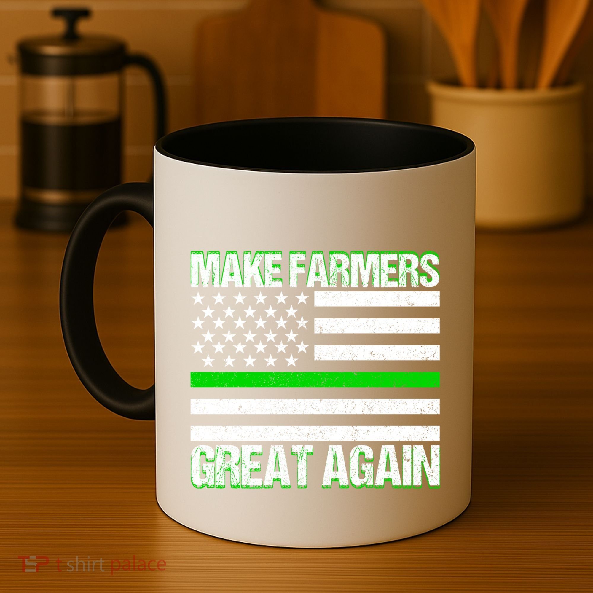 Make Farmers Great Again Usa Flag Thin Green Line Gift Coffee Mug