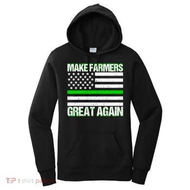Make Farmers Great Again Usa Flag Thin Green Line Gift Women's Hoodie