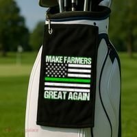 Make Farmers Great Again Usa Flag Thin Green Line Gift Golf Towel thumb 2