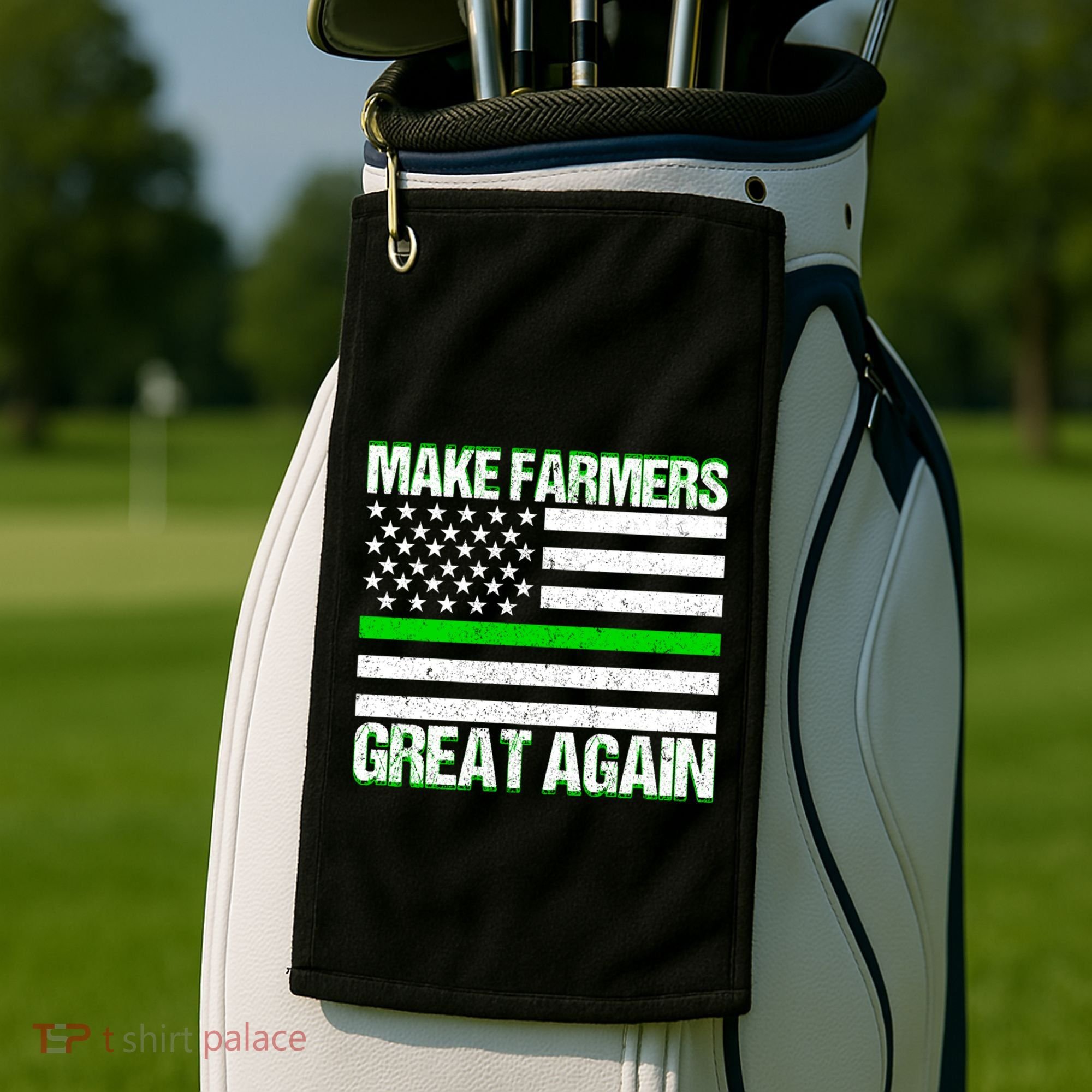 Make Farmers Great Again Usa Flag Thin Green Line Gift Golf Towel