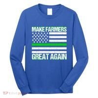 Make Farmers Great Again Usa Flag Thin Green Line Gift Long Sleeve Shirt thumb 0